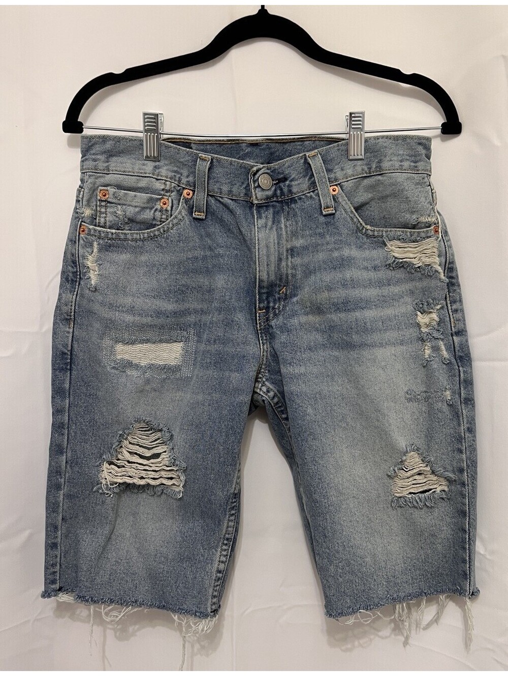 Levi's 511 Men's Shorts W30 Slim Light Wash Distressed Cutoff Denim Jorts